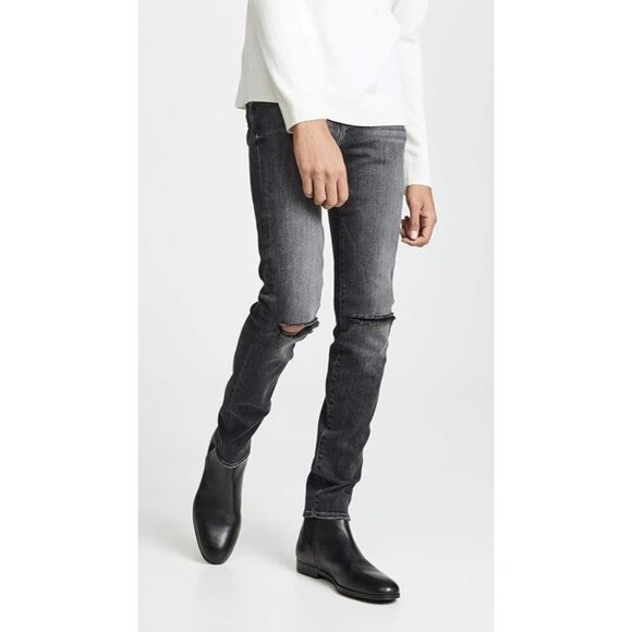 FRAME L'Homme Skinny Hubbell Grey Black Mid Rise Stretch Slim Leg Jeans, Size 30 - Picture 2 of 14